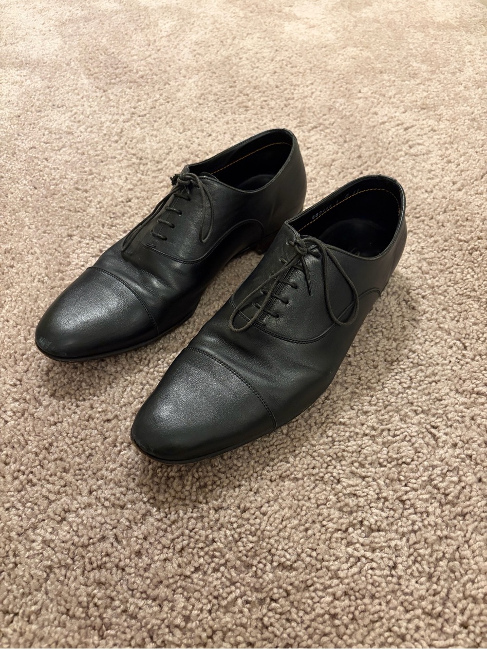 Santoni Darian Cap Toe Black Leather Dress Shoes Men's Size 11 Made In Italy